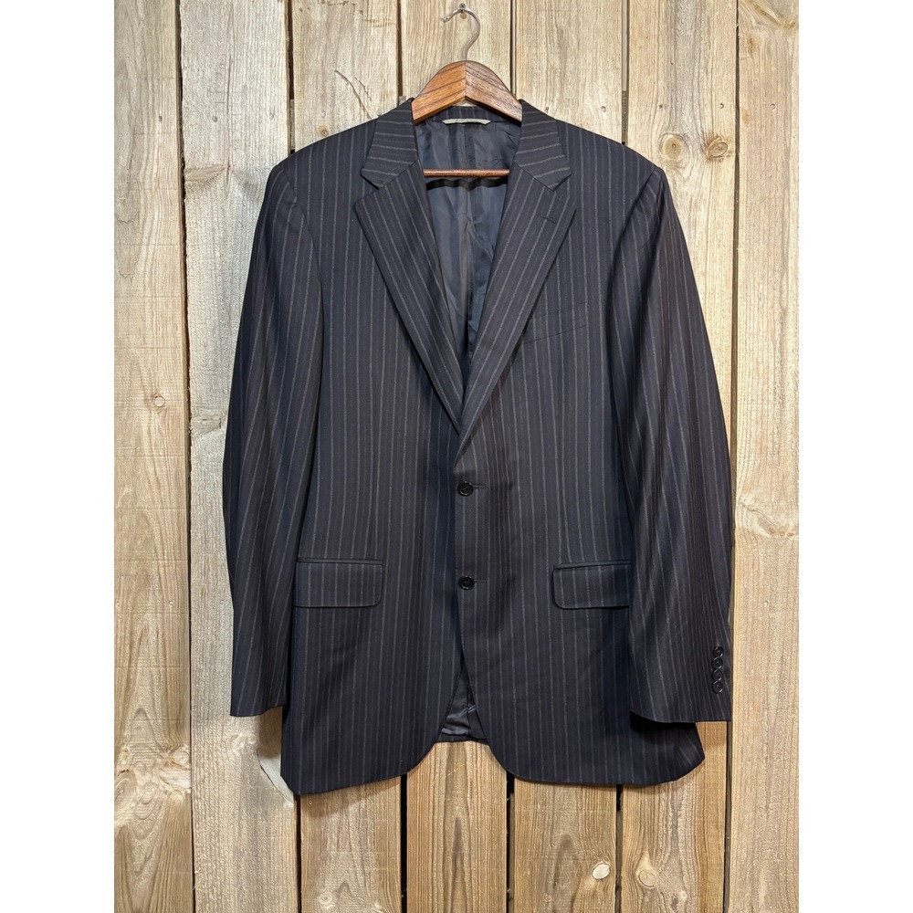 Canali Mens Pinstripe Suit Jacket Blazer Navy Blue Made in Italy Kositcheks